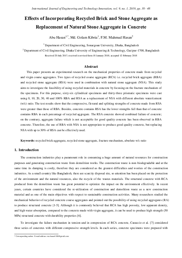(PDF) Effects of Incorporating Recycled Brick and Stone Aggregate as ...
