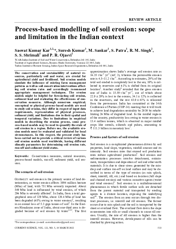  pdf process based modelling of soil erosion scope and limitation in