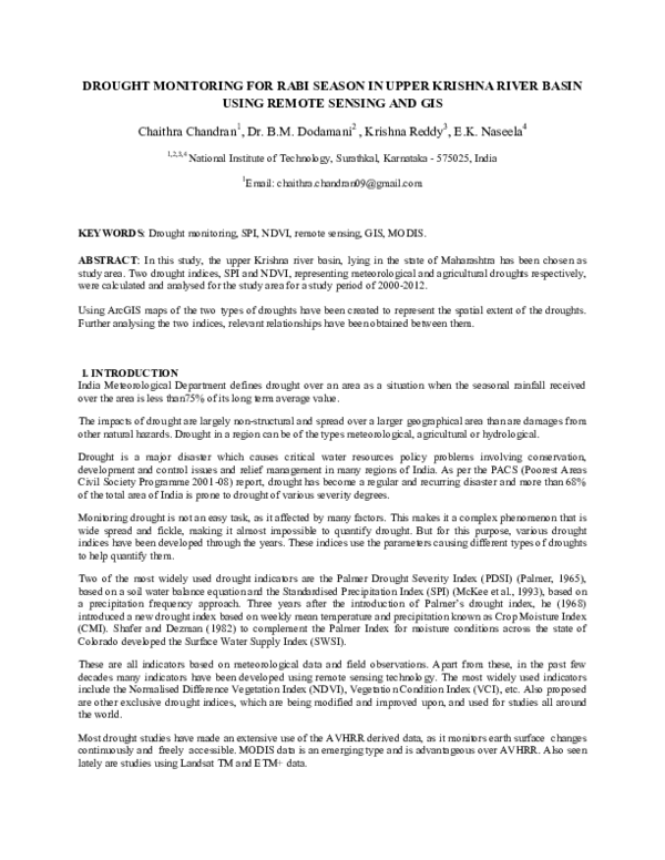 (PDF) DROUGHT MONITORING FOR RABI SEASON IN UPPER KRISHNA RIVER BASIN ...