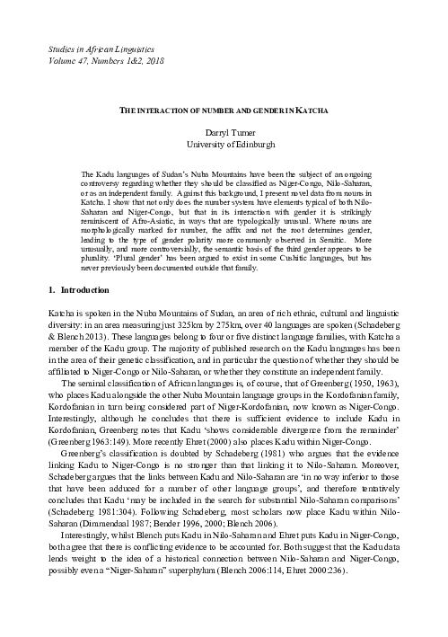 (PDF) The interaction of number and gender in Katcha