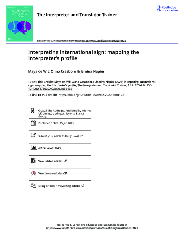 (PDF) Interpreting international sign: mapping the interpreter’s profile