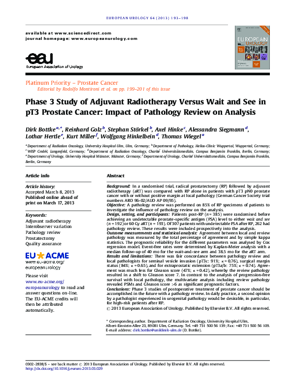 (PDF) Phase 3 Study of Adjuvant Radiotherapy Versus Wait and See in pT3 ...