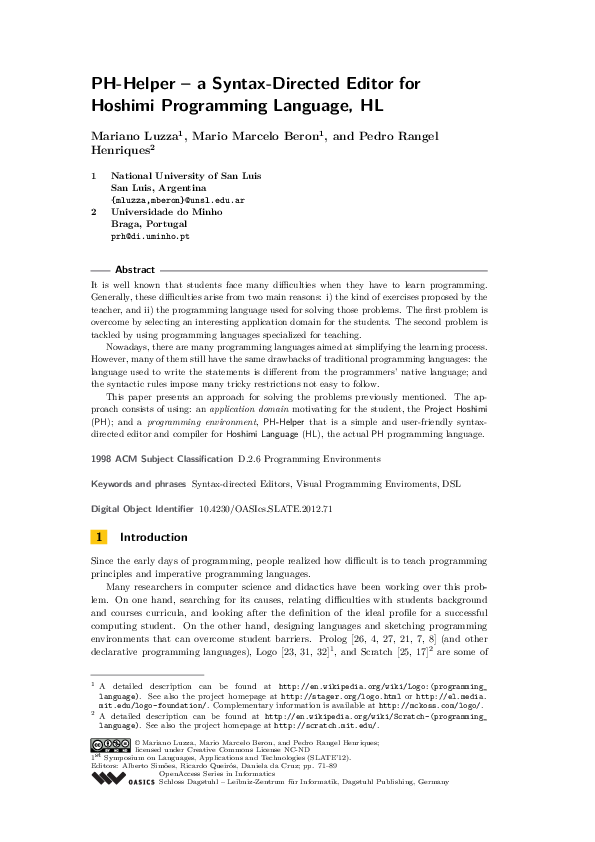 (PDF) PH-Helper – a Syntax-Directed Editor for Hoshimi Programming ...