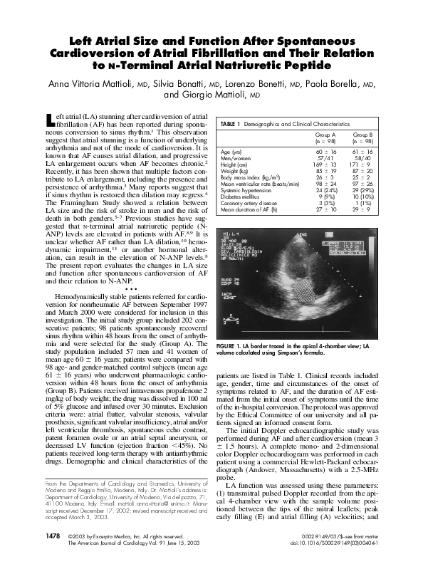 (PDF) Left atrial size and function after spontaneous cardioversion of ...