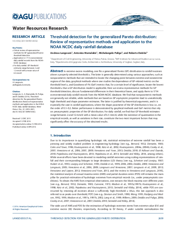 (PDF) Threshold detection for the generalized Pareto distribution ...