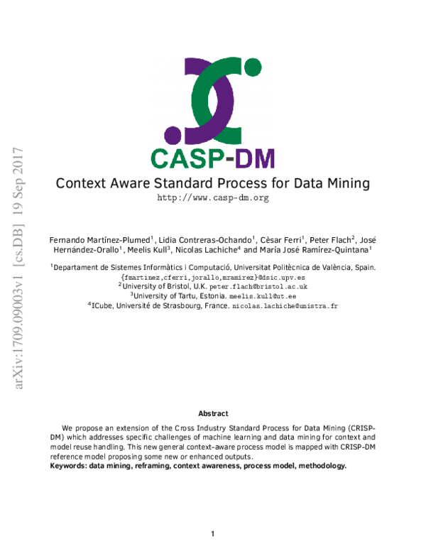 (PDF) CASP-DM: Context Aware Standard Process for Data Mining