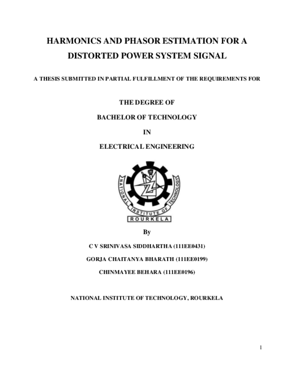 (PDF) Harmonics and Phasor Estimation for a Distorted Power System Signal