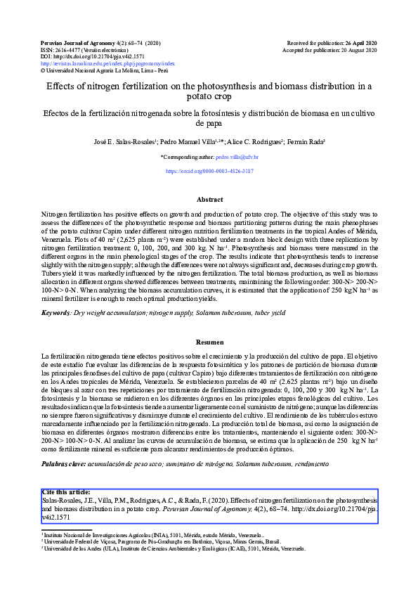 (PDF) Effects of nitrogen fertilization on the photosynthesis and ...