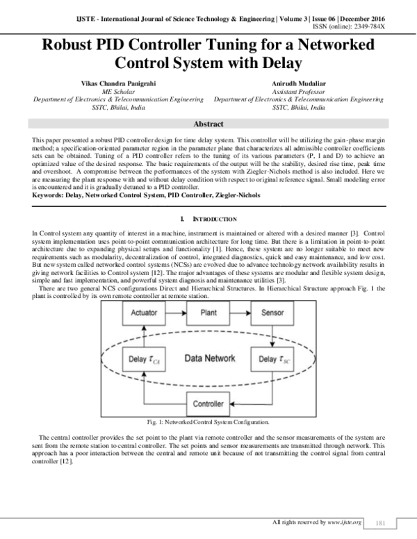 (PDF) Robust PID Controller Tuning for a Networked Control System with ...