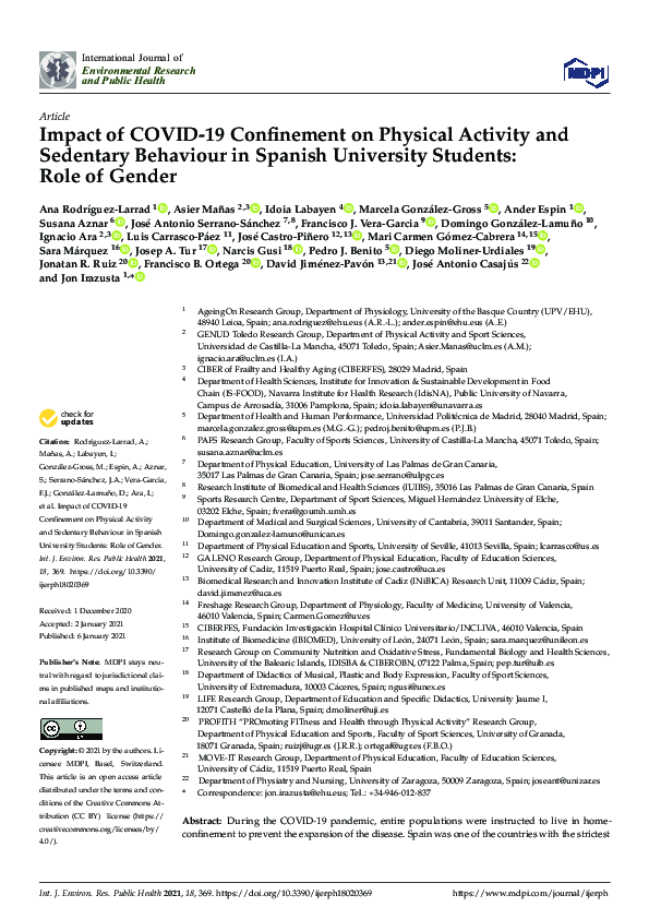 (PDF) Impact of COVID-19 Confinement on Physical Activity and Sedentary ...