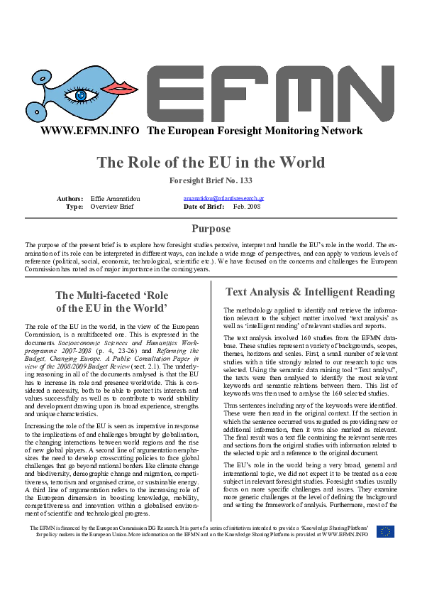 (PDF) The Role of the EU in the World