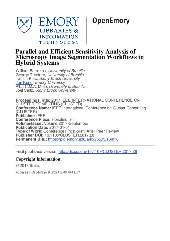 (PDF) Parallel and Efficient Sensitivity Analysis of Microscopy Image ...
