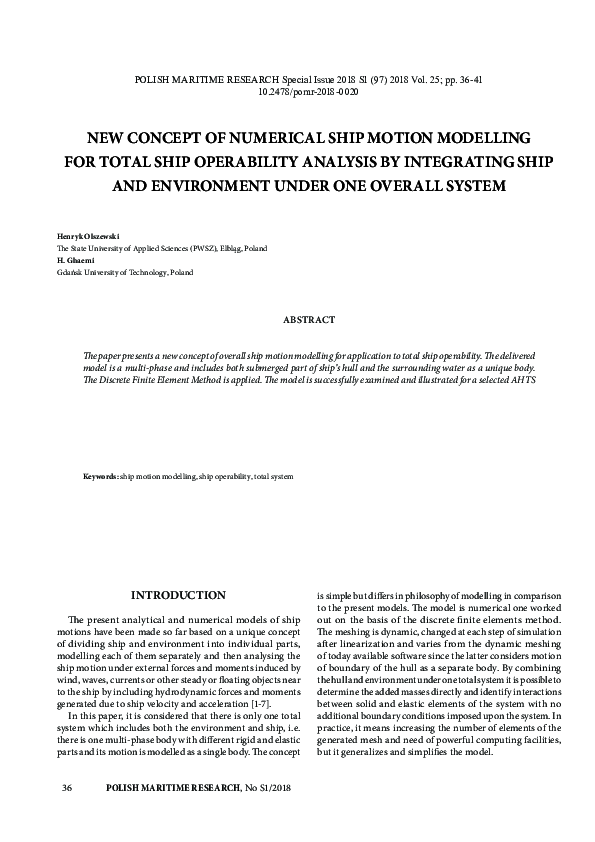 (PDF) New Concept of Numerical Ship Motion Modelling for Total Ship ...
