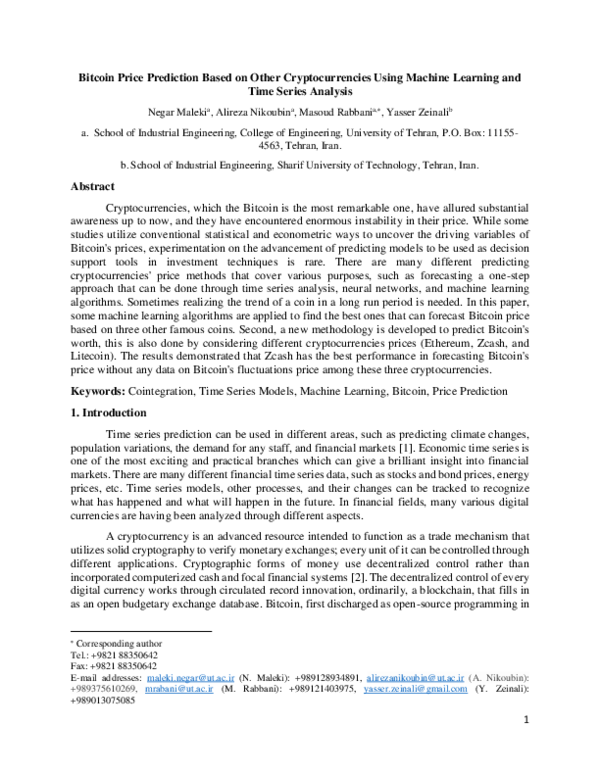 Using predictive analysis to predict and clarify the uncertain prices of cryptocurrencies
