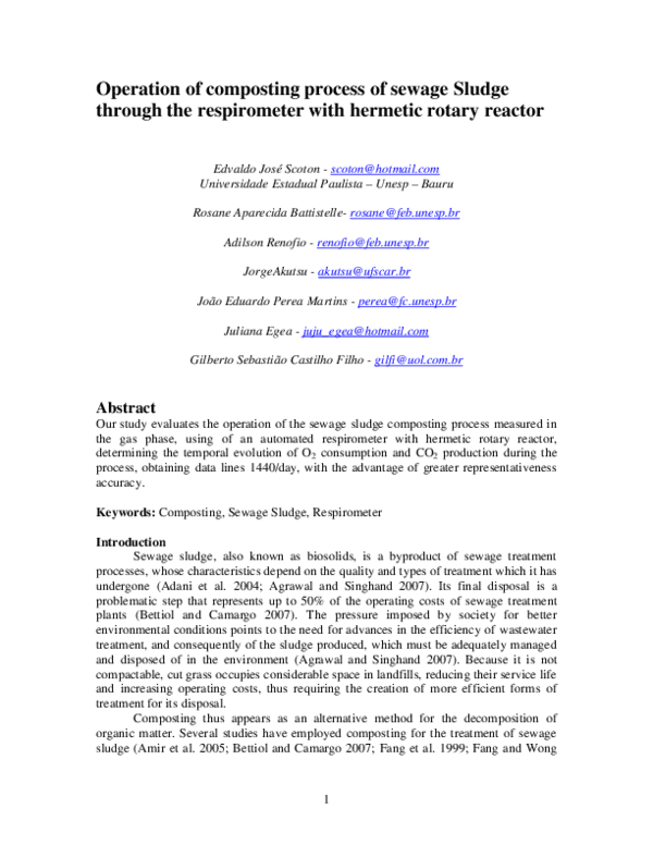 (PDF) Operation of composting process of sewage Sludge through the ...