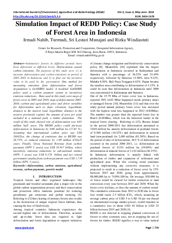 (PDF) Simulation Impact of REDD Policy: Case Study of Forest Area in ...