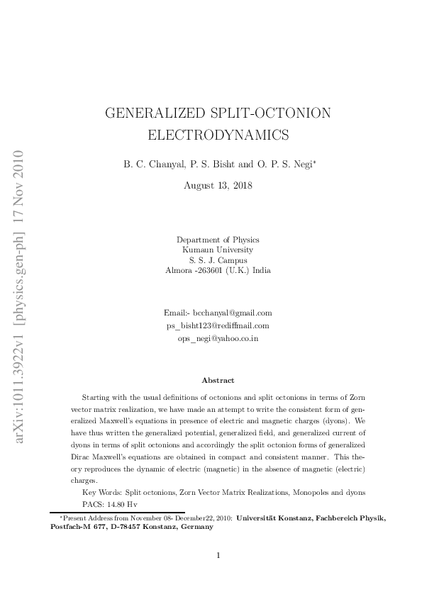 (PDF) Generalized Split-Octonion