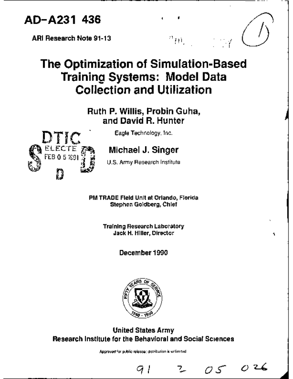 (PDF) The Optimization of Simulation-Based Training Systems: Model Data ...