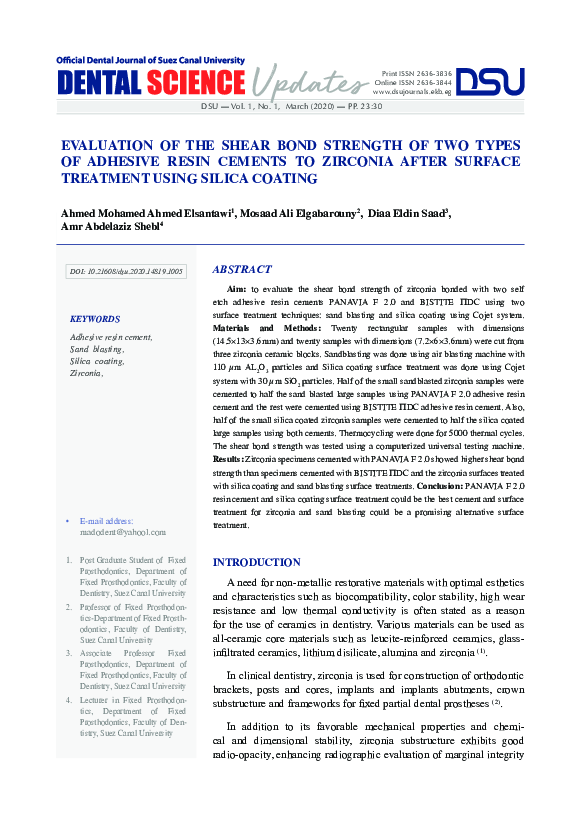 (PDF) Evaluation of the Shear Bond Strength of Two Types of Adhesive ...