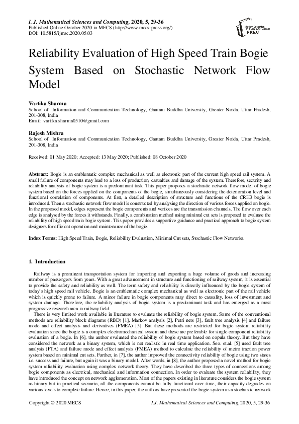 (PDF) Reliability Evaluation of High Speed Train Bogie System Based on ...