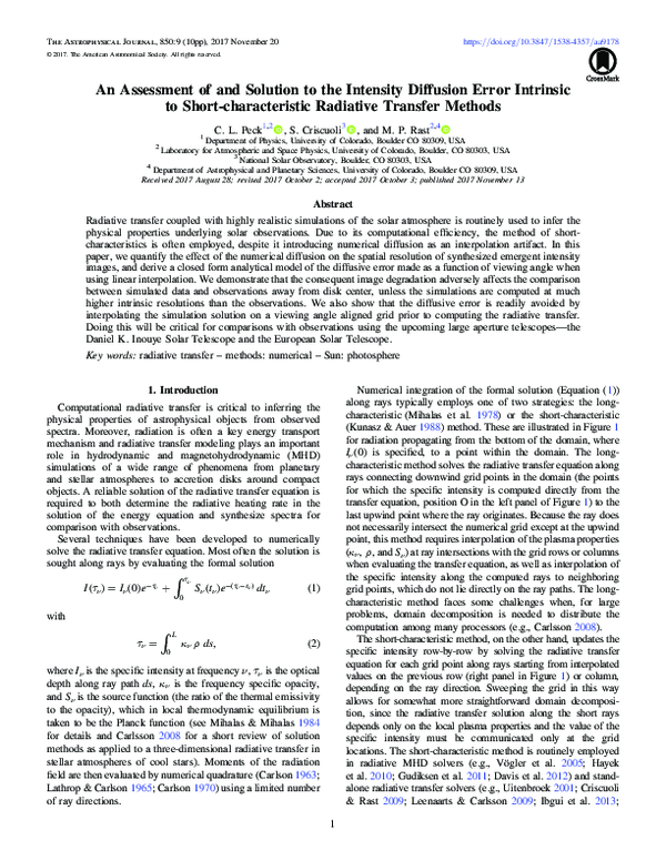 (PDF) An Assessment of and Solution to the Intensity Diffusion Error ...