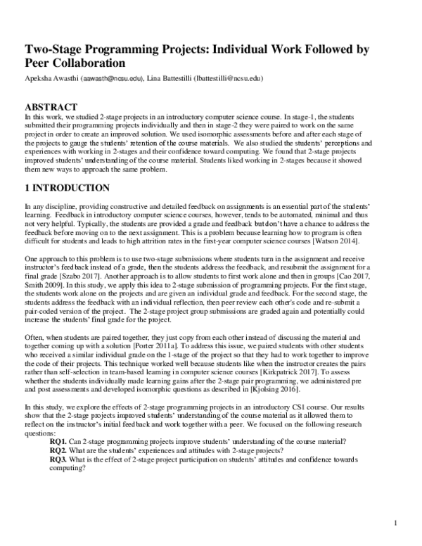 (PDF) Two-Stage Programming Projects