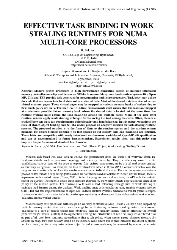 (PDF) Effective Task Binding in Work Stealing Runtimes for Numa Multi ...