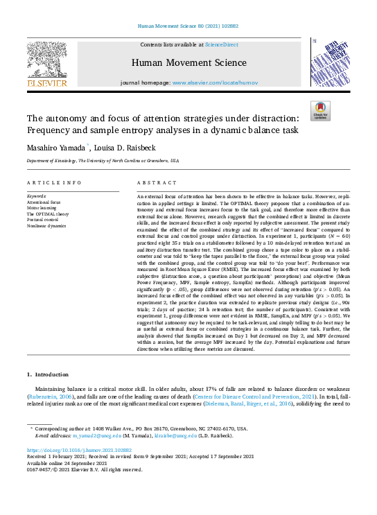 (PDF) The autonomy and focus of attention strategies under distraction ...