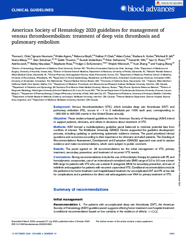 (PDF) American Society of Hematology 2020 guidelines for management of