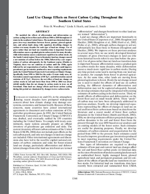 (PDF) Land Use Change Effects on Forest Carbon Cycling Throughout the ...