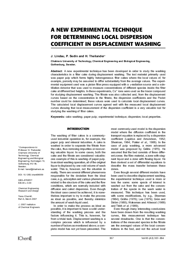 (PDF) A New Experimental Technique for Determining Local Dispersion ...