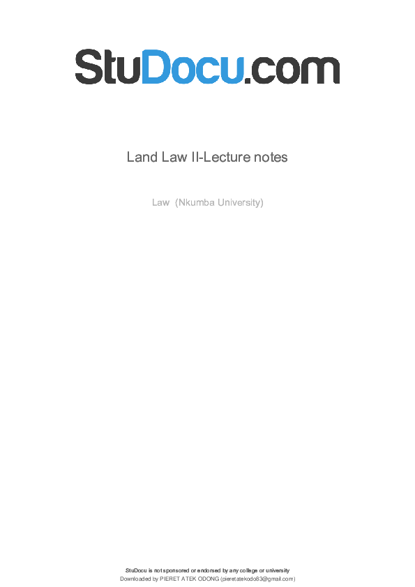 (PDF) Land law ii lecture notes