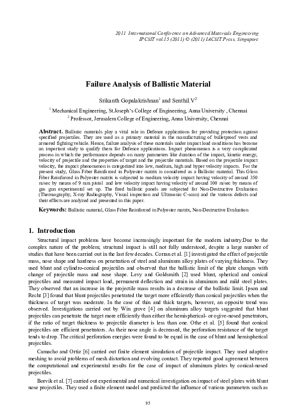 (PDF) Failure Analysis of Ballistic Material Srikanth Gopalakrishnan