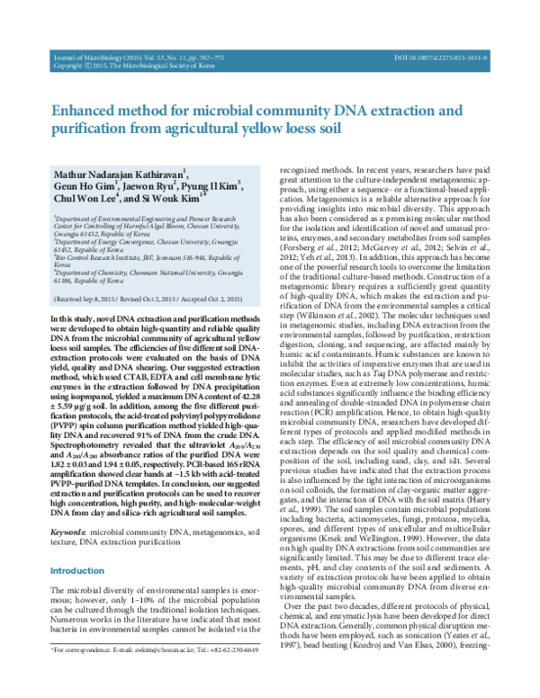 (PDF) Enhanced method for microbial community DNA extraction and ...