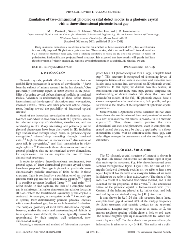 (PDF) Emulation of two-dimensional photonic crystal defect modes in a ...