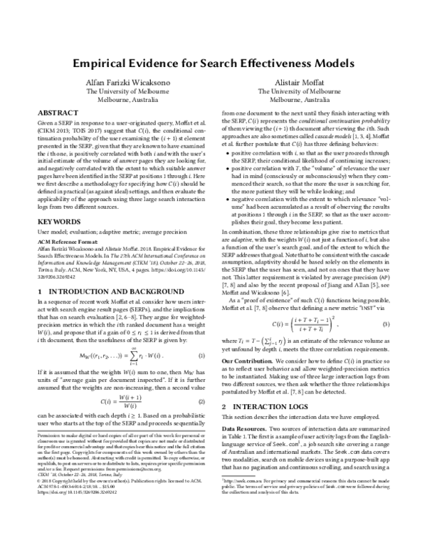 (PDF) Empirical Evidence for Search Effectiveness Models