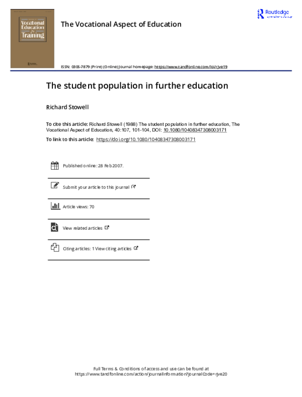 The student population in further education