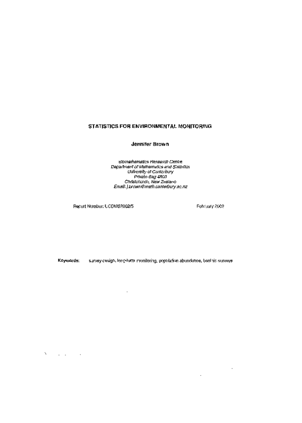 (PDF) Statistics for environmental monitoring