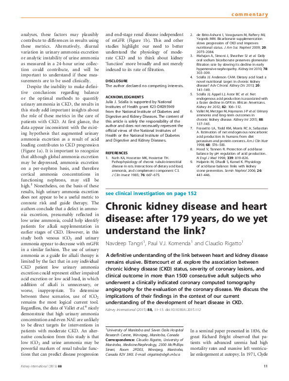 (PDF) Chronic kidney disease and heart disease: after 179 years, do we ...