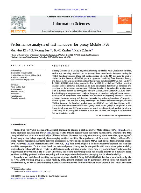 (PDF) Performance analysis of fast handover for proxy Mobile IPv6
