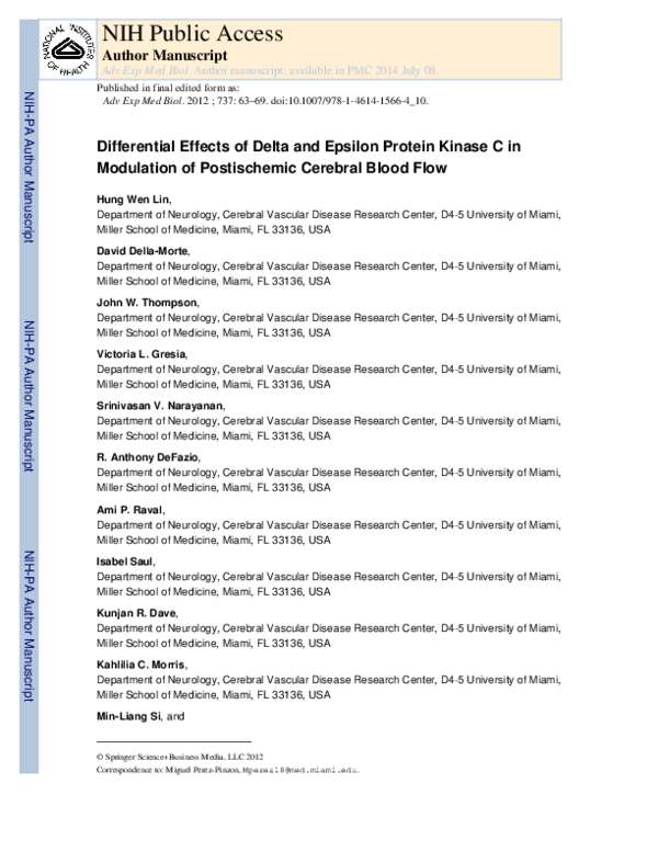 (PDF) Differential effects of delta and epsilon protein kinase C in ...