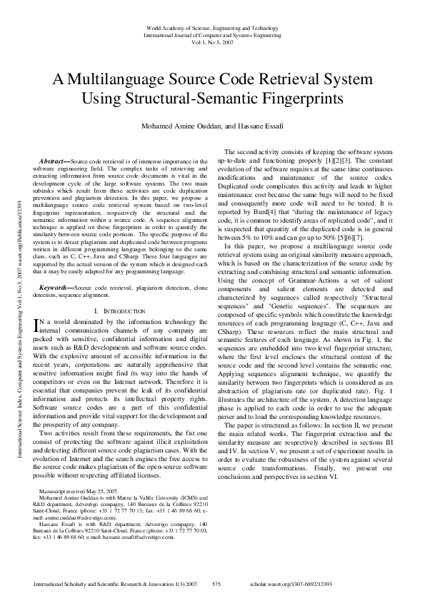 (PDF) A Multilanguage Source Code Retrieval System Using Structural ...