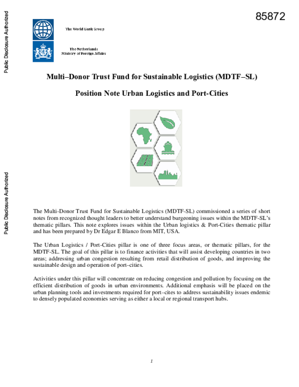 (PDF) Multi-donor trust fund for sustainable logistics (MDTF-SL ...