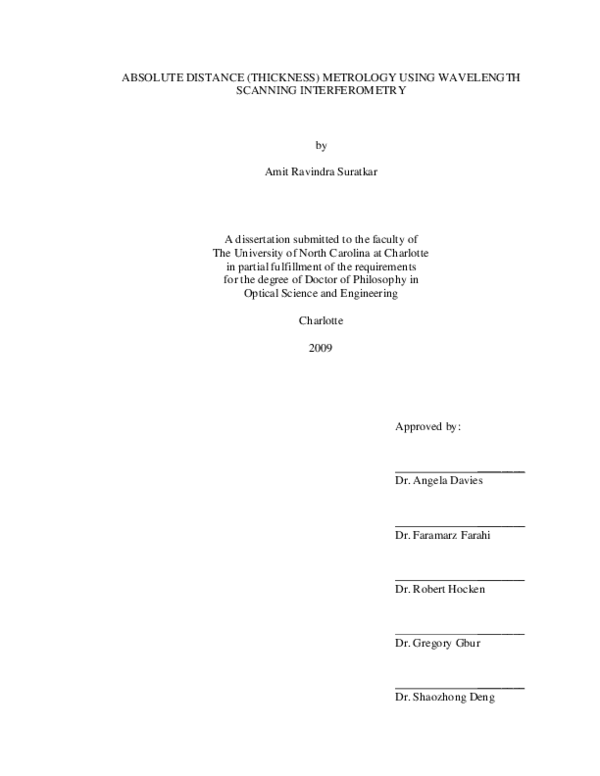 (PDF) Absolute Distance (Thickness) Metrology Using Wavelength Scanning ...