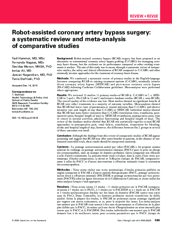 (PDF) Robot-assisted coronary artery bypass surgery: a systematic ...