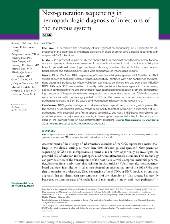 (PDF) Next-Generation Sequencing in Neuropathologic Diagnosis of ...