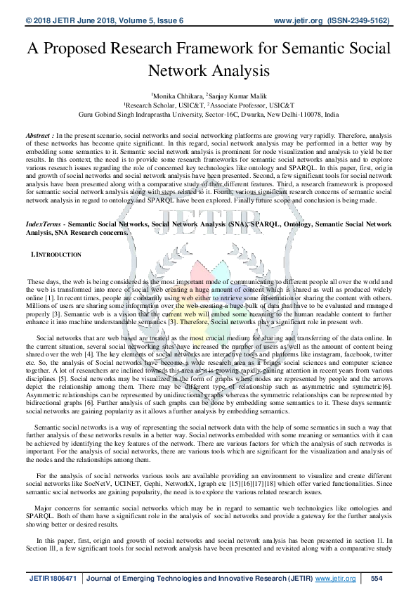 (PDF) A Proposed Research Framework for Semantic Social Network Analysis