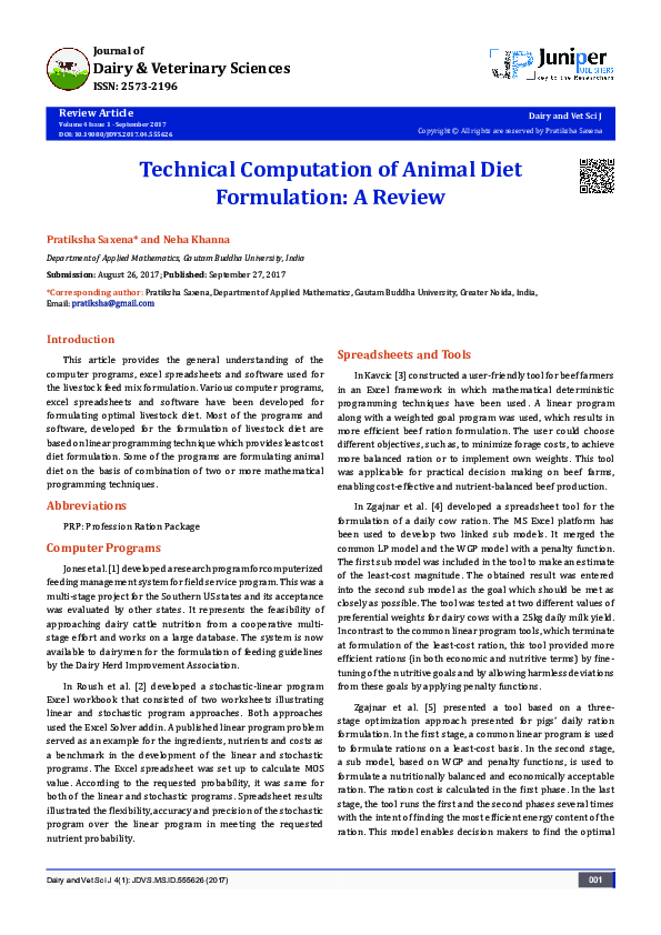 pdf-technical-computation-of-animal-diet-formulation-a-review