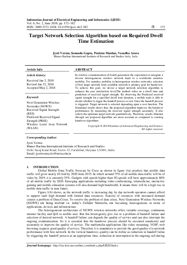 (PDF) Target Network Selection Algorithm based on Required Dwell Time ...
