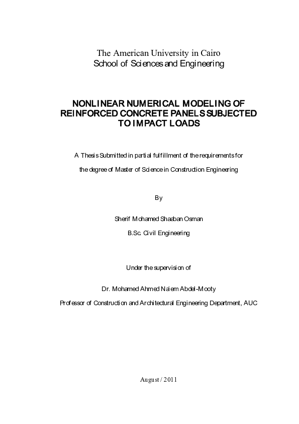 (PDF) Nonlinear numerical modeling of reinforced concrete panels ...